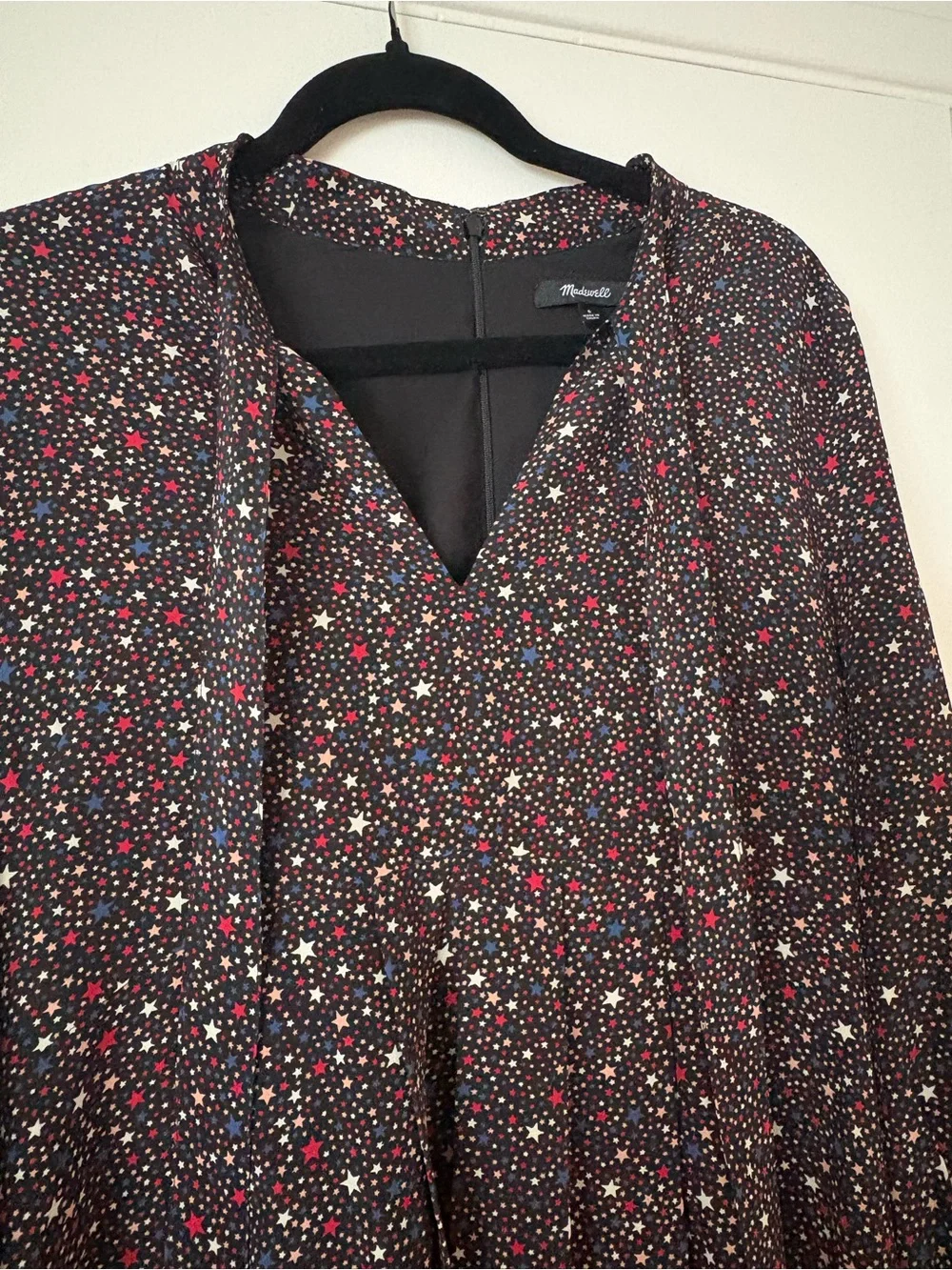 Madewell Balsam 100% Silk Tie-Neck Dress in Starry Night Size 6 - Picture 8 of 12